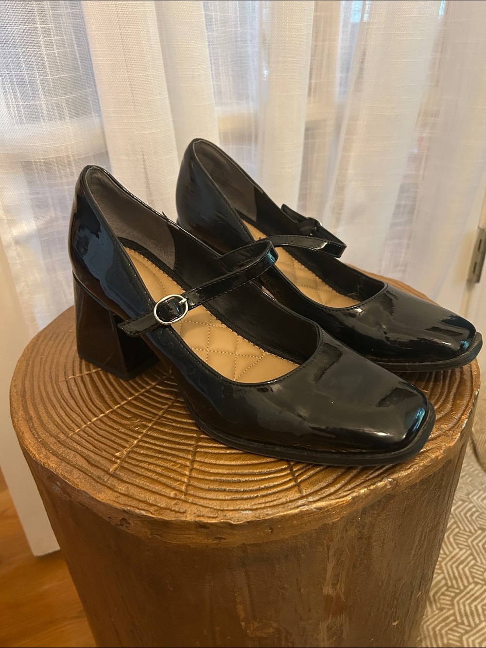 Rachel Zoe Black Patent Mary Jane Block Heels 9.5